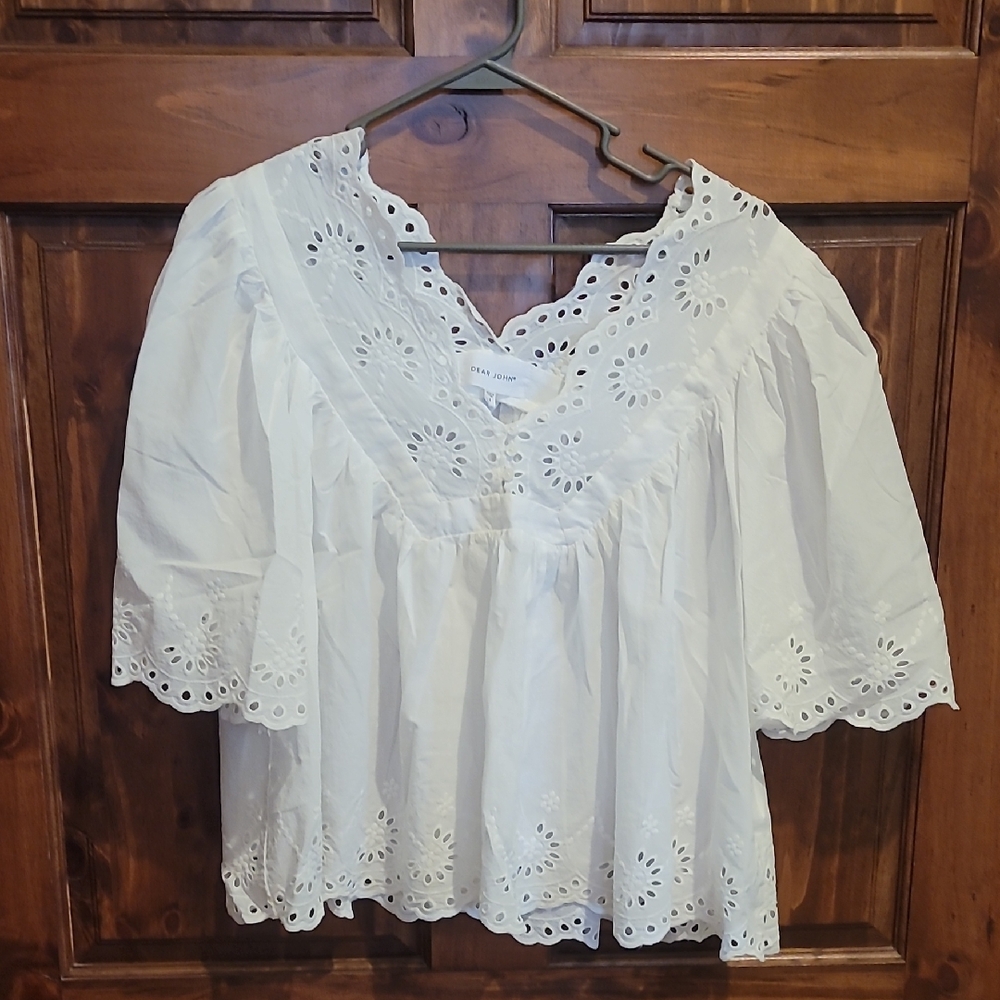Dear John White Eyelet Blouse